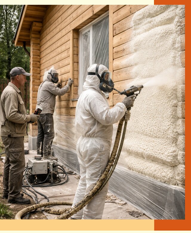 Утепление дома из бруса ППУ в Кропоткине от 4181 руб/м2 под ключ | ТепломастерКрп