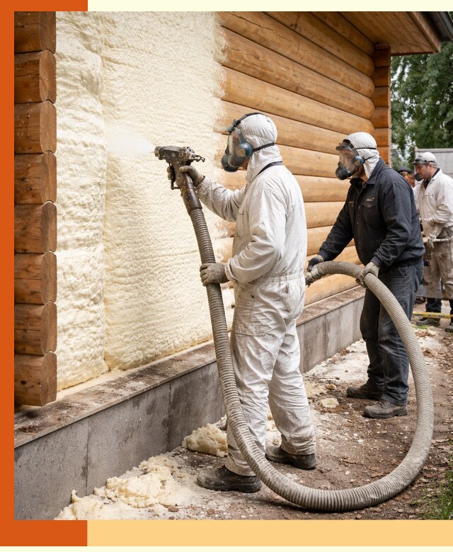 Утепление дома из бруса пенополиуретаном в Кропоткине