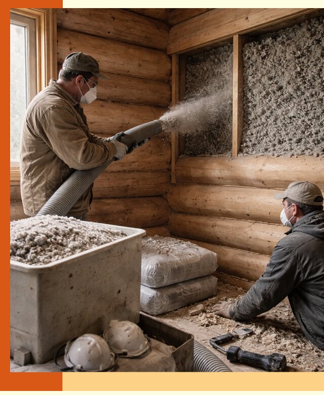 Утепление дома из бруса эковатой в Кропоткине