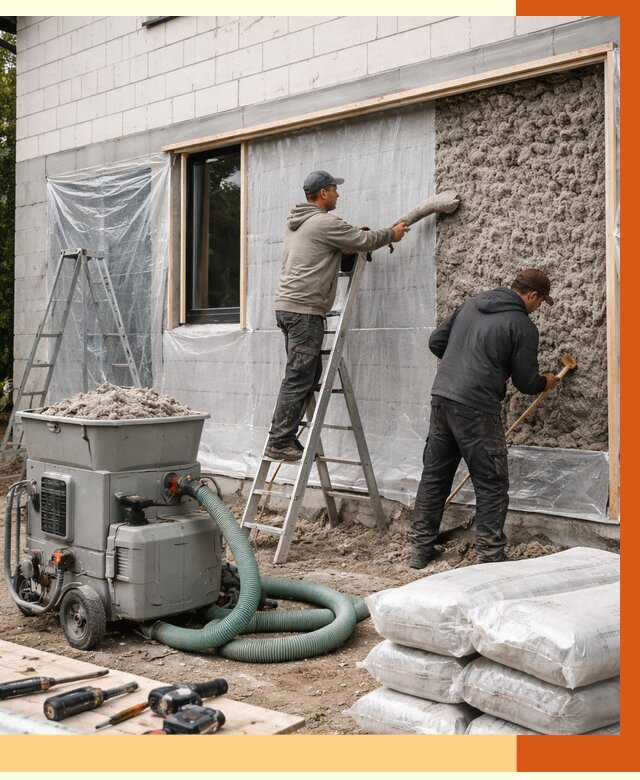 Утепление дома из газобетона эковатой в Кропоткине от 4887 руб./м2 | ТепломастерКрп