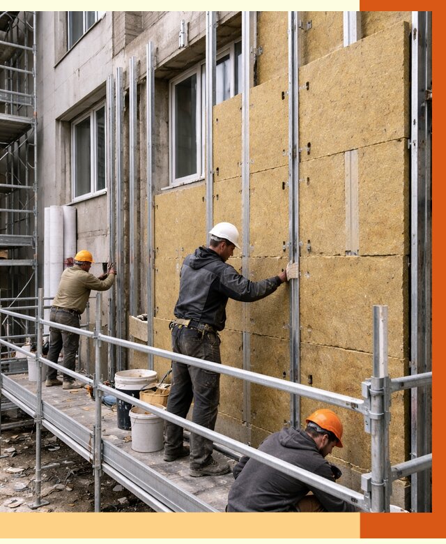 Утепление вентилируемого фасада в Кропоткине от 6081 руб/м2 — монтаж и утепление вентфасад | ТепломастерКрп