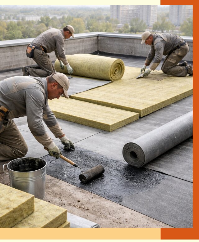 Утепление плоской крыши в Кропоткине от 7818 руб./м2 под ключ | ТепломастерКрп