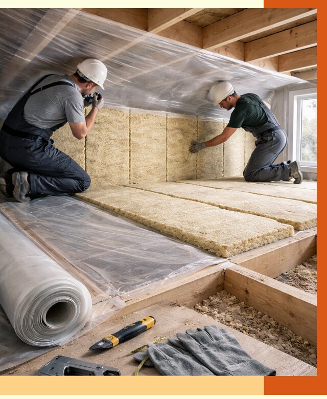 Утепление перекрытий в Кропоткине от 3095 руб/м2 — утепление межэтажных и чердачных | ТепломастерКрп