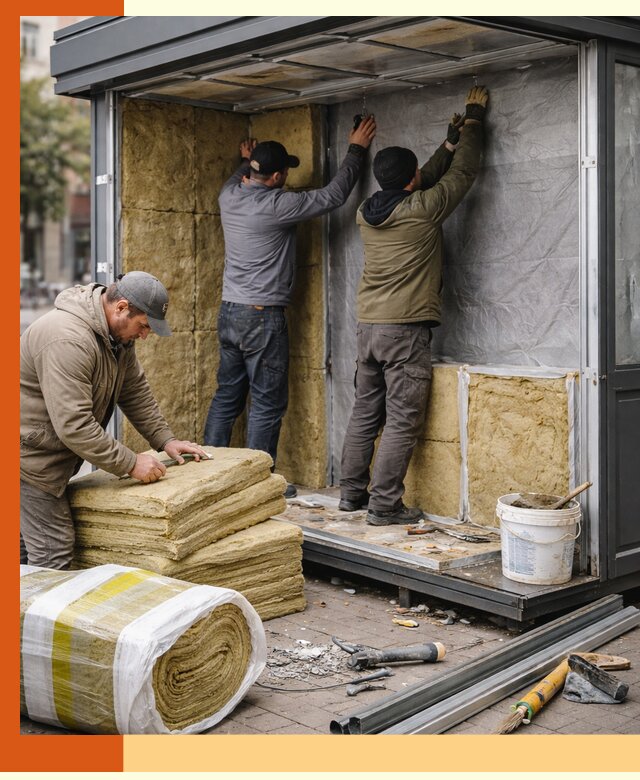 Утепление павильона шаурмы под ключ в Кропоткине