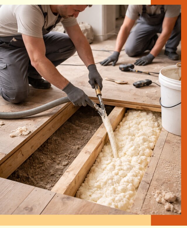 Заполнение пустот пола в Кропоткине от 2932 руб. — утепление пустот пола под ключ | ТепломастерКрп