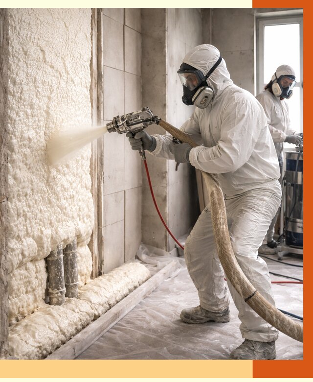 Напыление пенополиуретана в Кропоткине от 8144 руб./м2 — услуги и монтаж ППУ | ТепломастерКрп