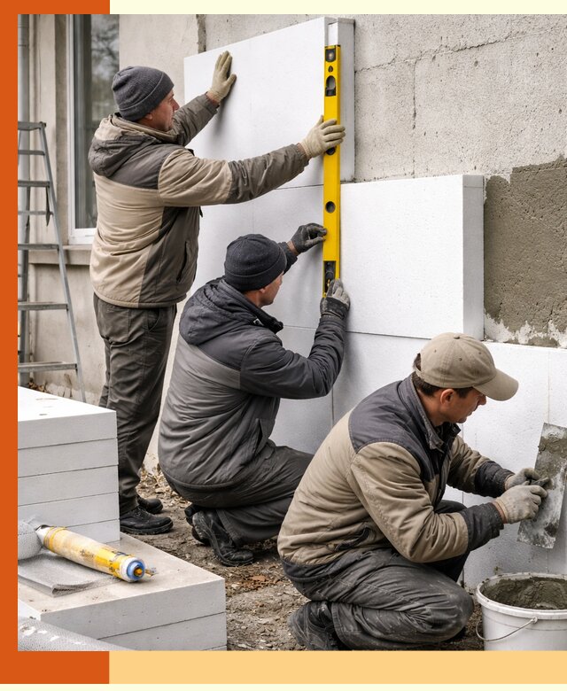 Утепление пенопластом наружных стен и фасадов в Кропоткине