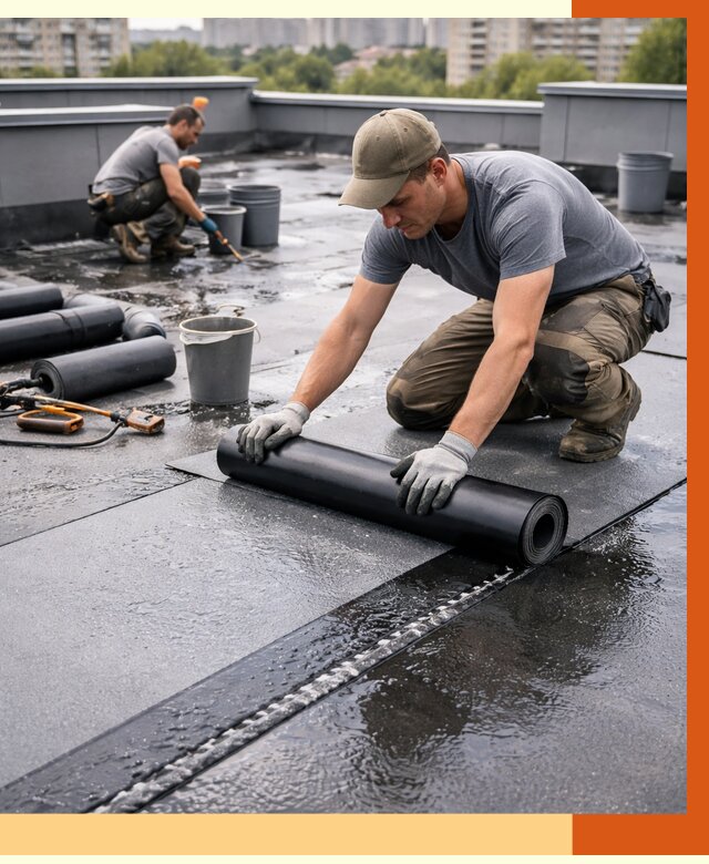 Гидроизоляция плоской кровли в Кропоткине от 4887 руб./м2 — профессионально | ТепломастерКрп