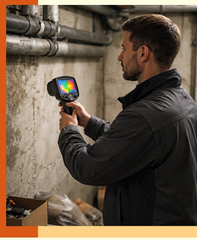 Тепловизионное обследование подвала в Кропоткине для поиска утечек тепла