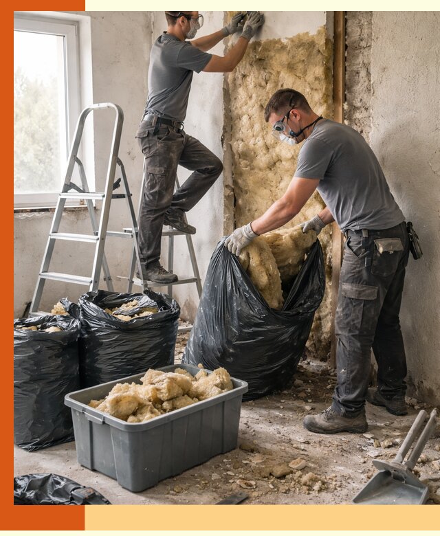 Демонтаж старого утеплителя и вывоз отходов в Кропоткине