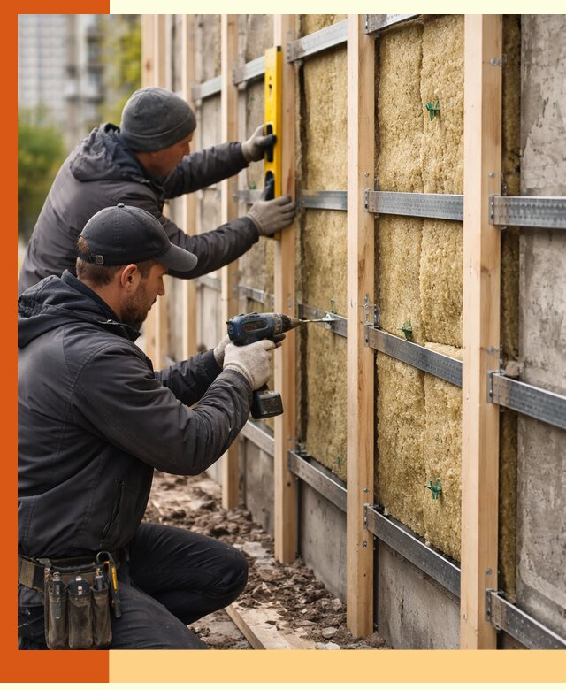 Монтаж обрешетки под утепление зданий и квартир в Кропоткине
